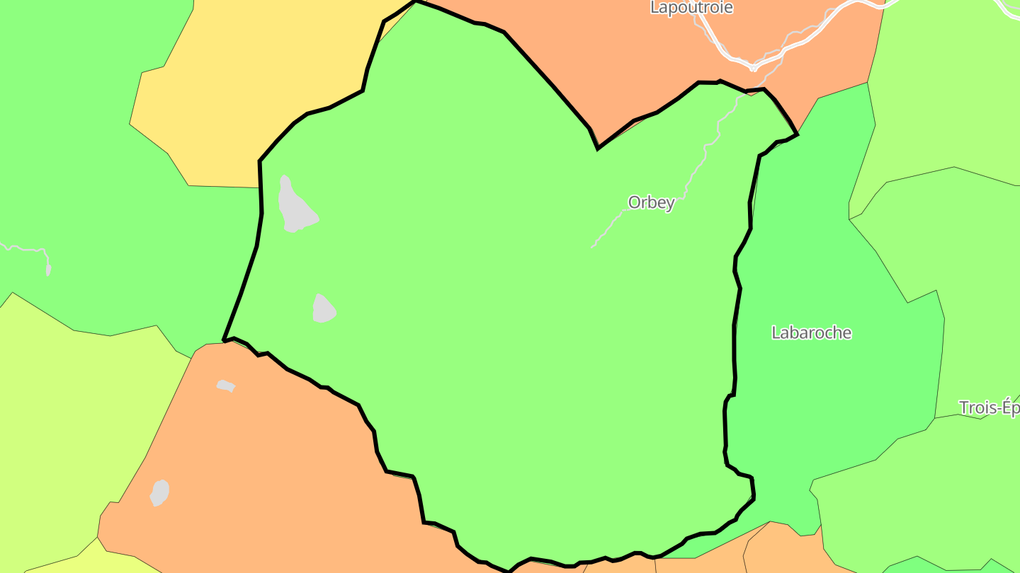 Carte des prix de l'immobilier Orbey