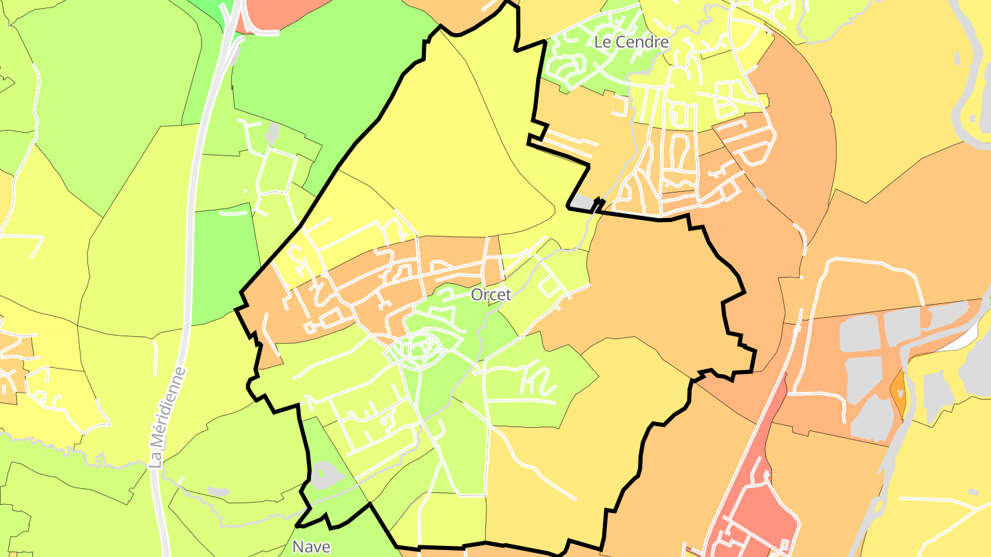 Carte des prix de l'immobilier Orcet