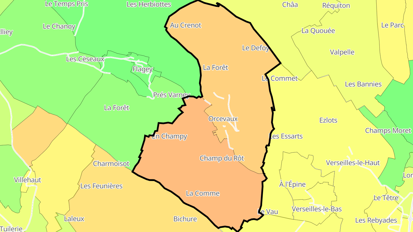 Carte des prix de l'immobilier Orcevaux