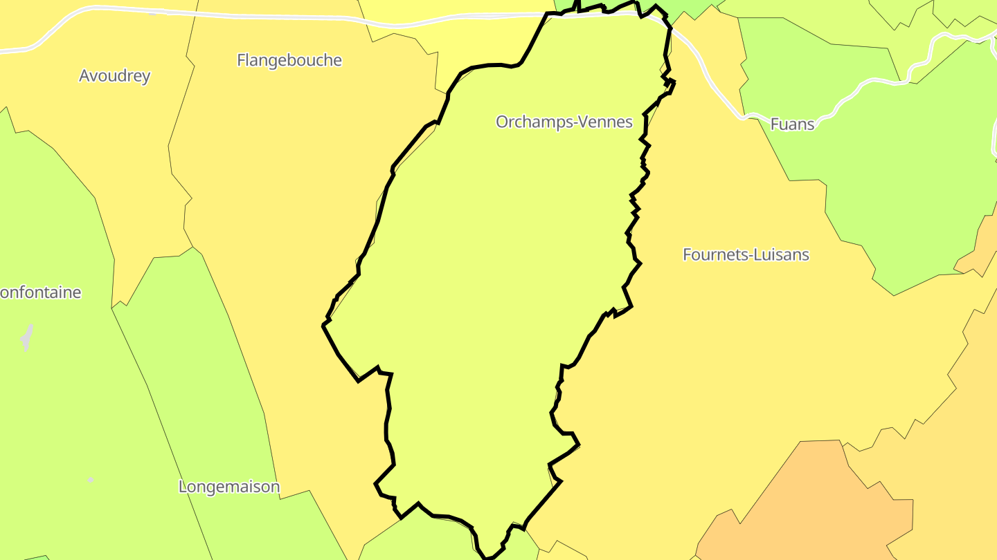 Carte des prix de l'immobilier Orchamps-Vennes