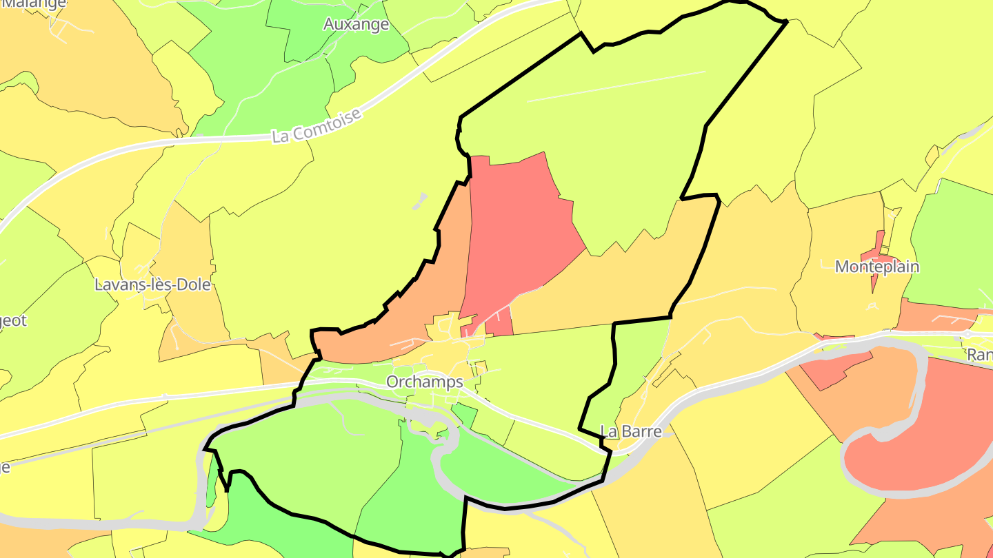 Carte des prix de l'immobilier Orchamps