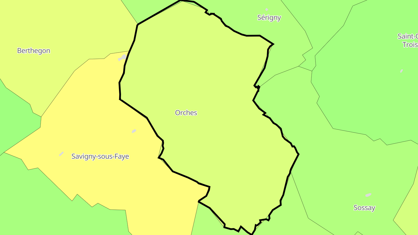 Carte des prix de l'immobilier Orches