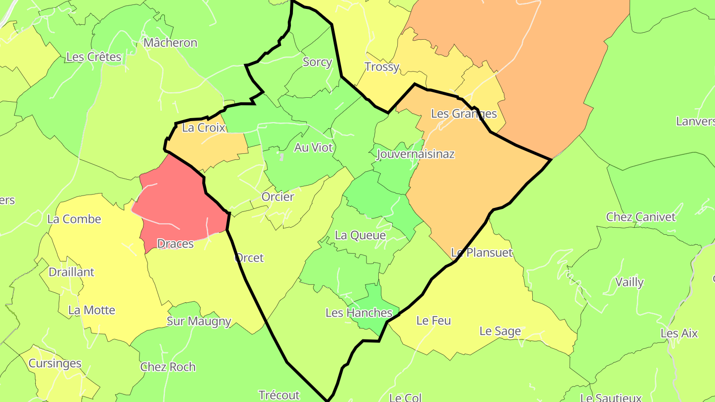 Carte des prix de l'immobilier Orcier