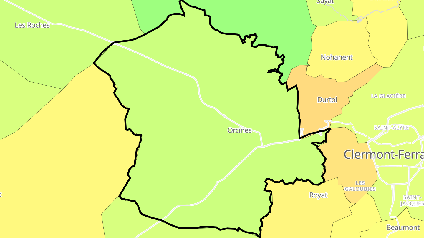 Carte des prix de l'immobilier Orcines