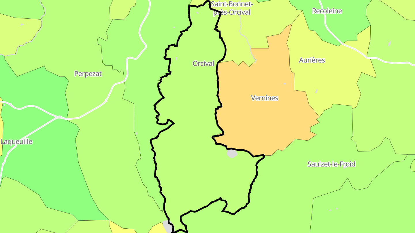 Carte des prix de l'immobilier Orcival