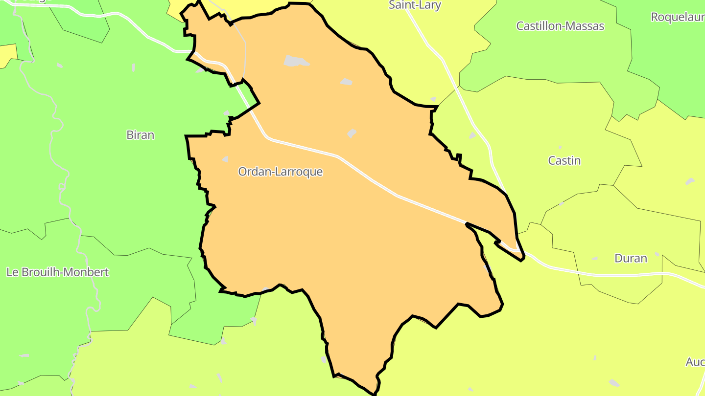 Carte des prix de l'immobilier Ordan-Larroque