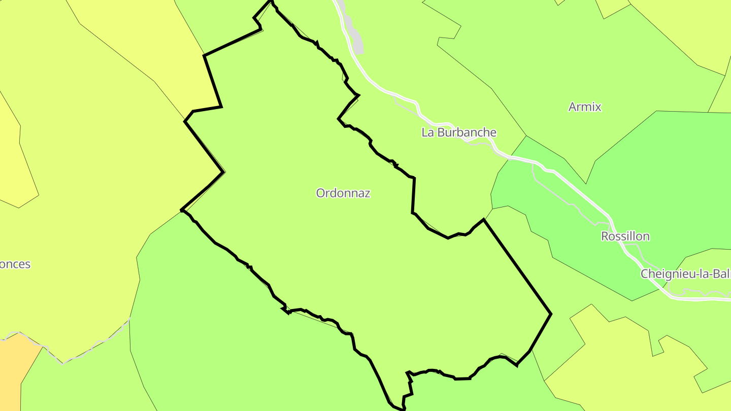 Carte des prix de l'immobilier Ordonnaz