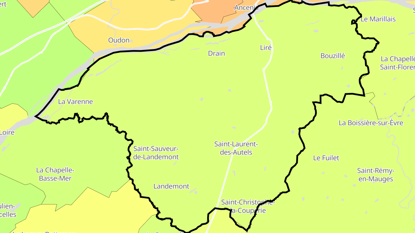 Carte des prix de l'immobilier Orée d'Anjou