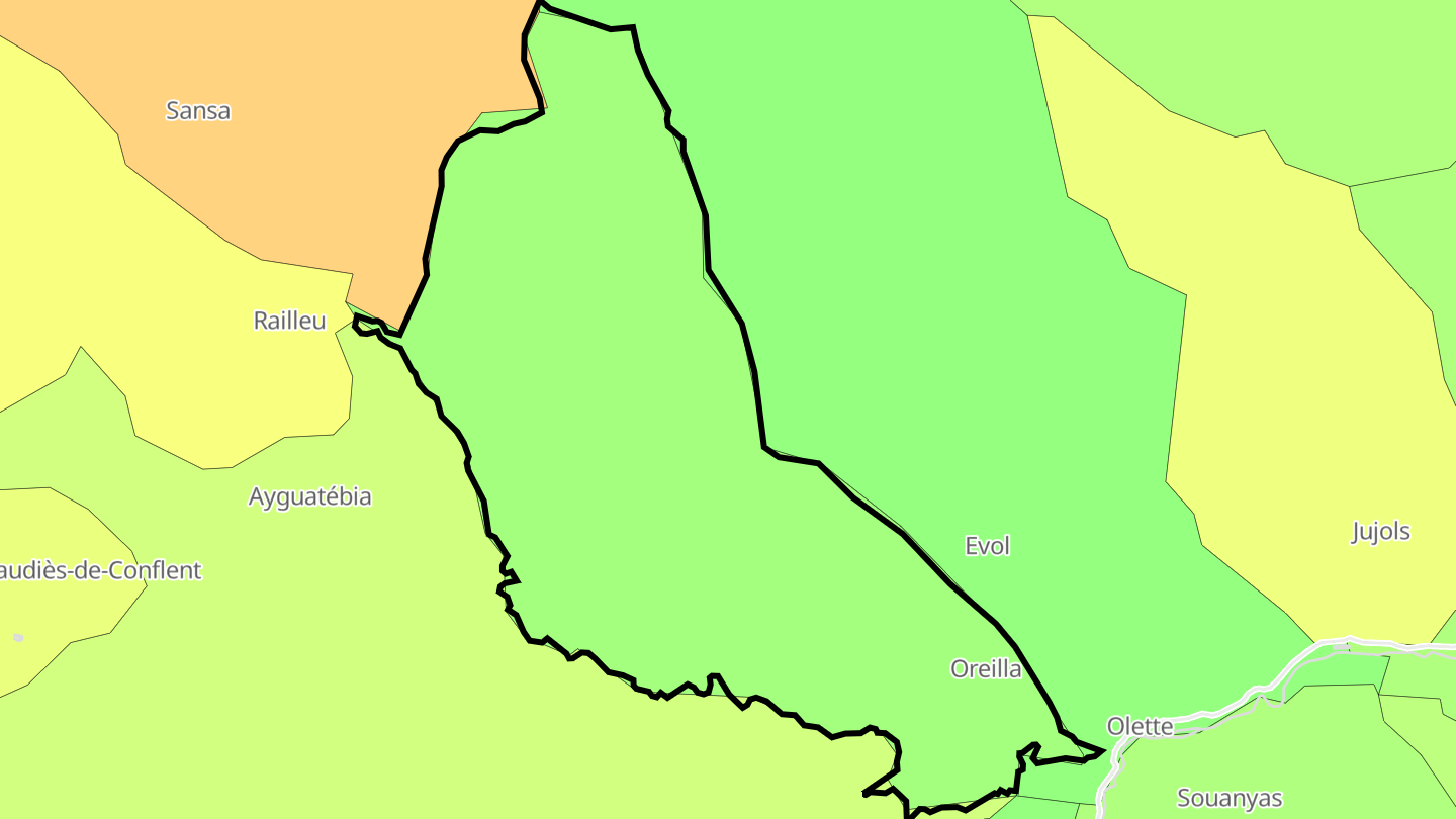 Carte des prix de l'immobilier Oreilla