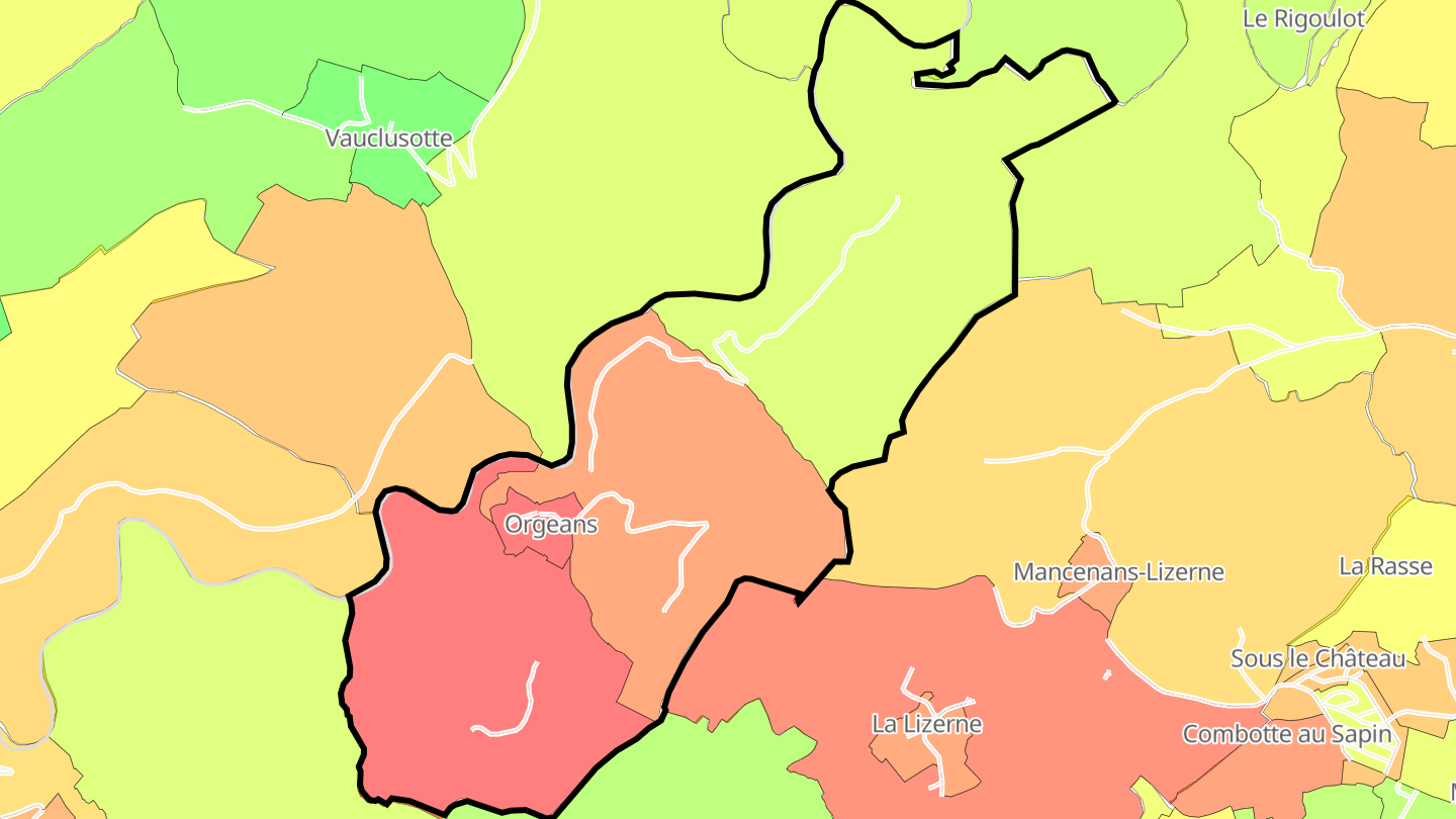 Carte des prix de l'immobilier Orgeans-Blanchefontaine