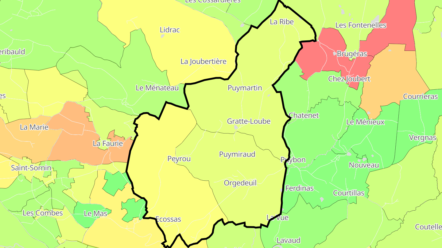 Carte des prix de l'immobilier Orgedeuil