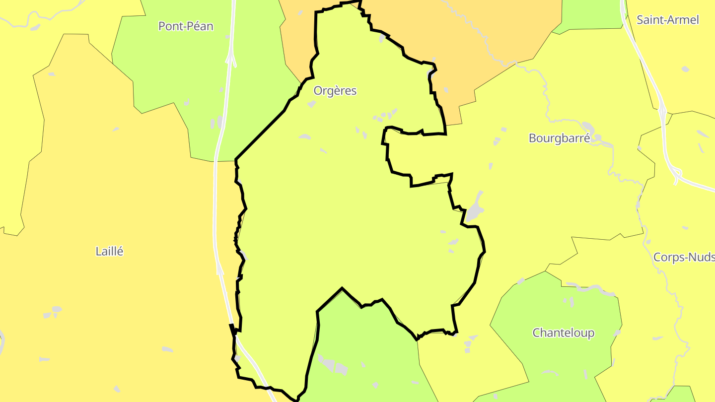 Carte des prix de l'immobilier Orgères