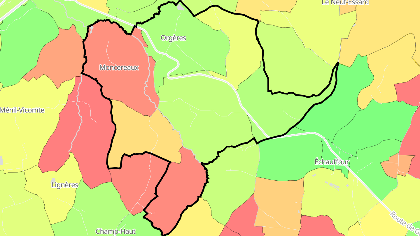 Carte des prix de l'immobilier Orgères