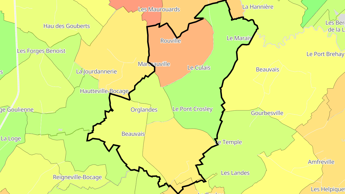 Carte des prix de l'immobilier Orglandes
