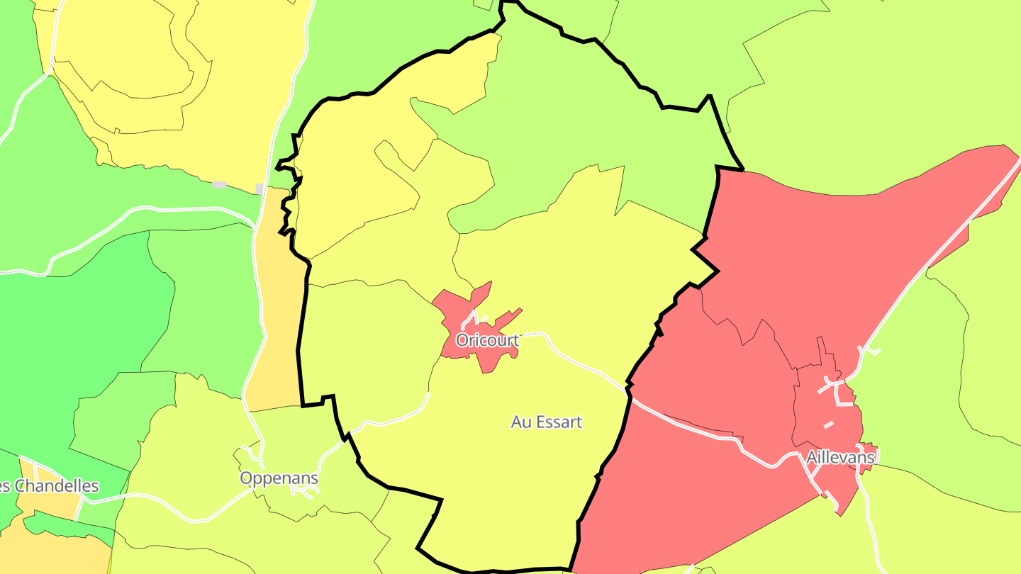Carte des prix de l'immobilier Oricourt