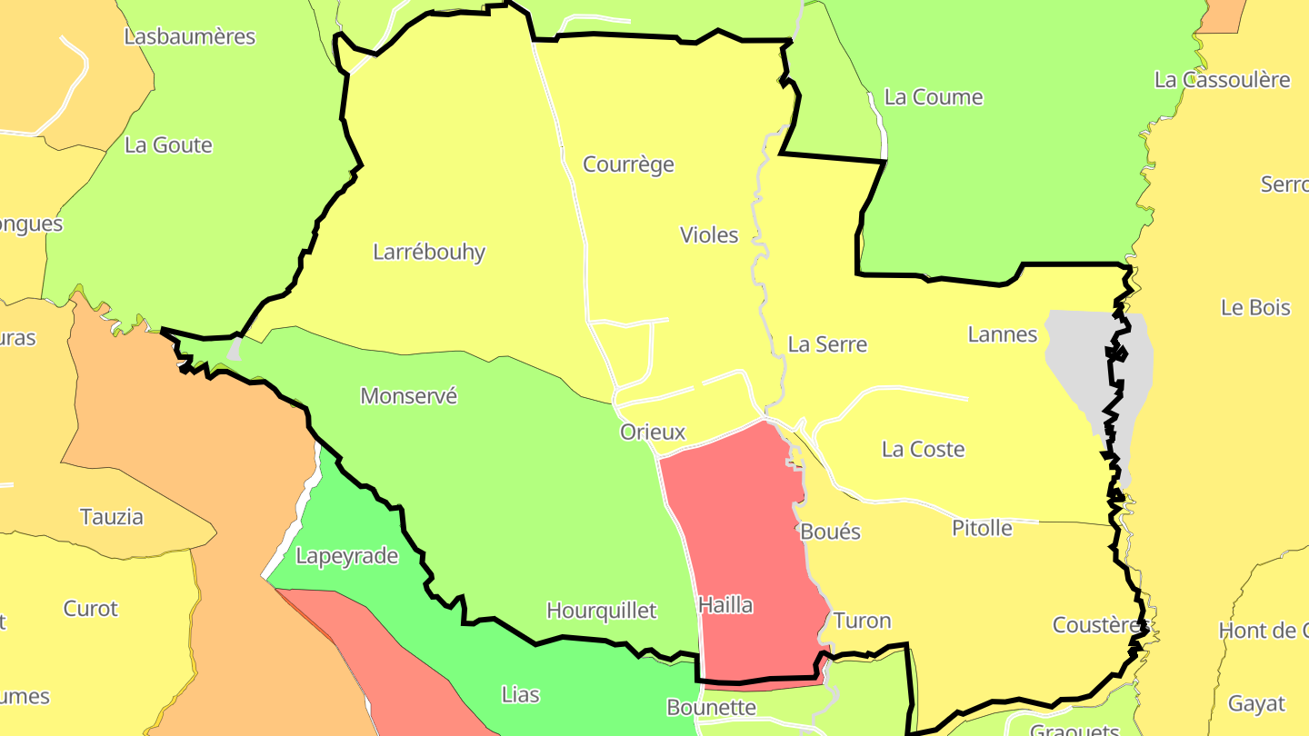 Carte des prix de l'immobilier Orieux