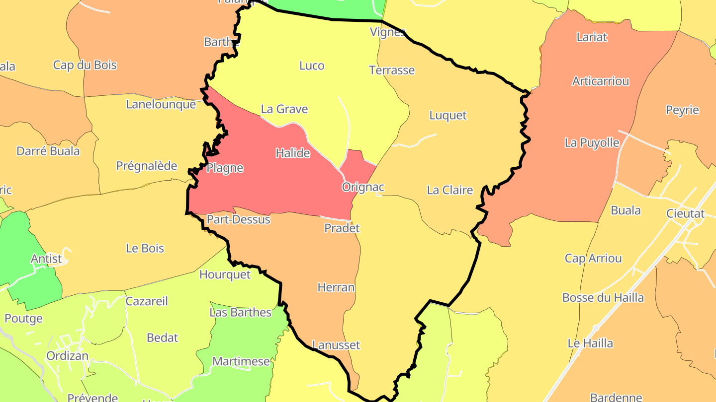 Carte des prix de l'immobilier Orignac
