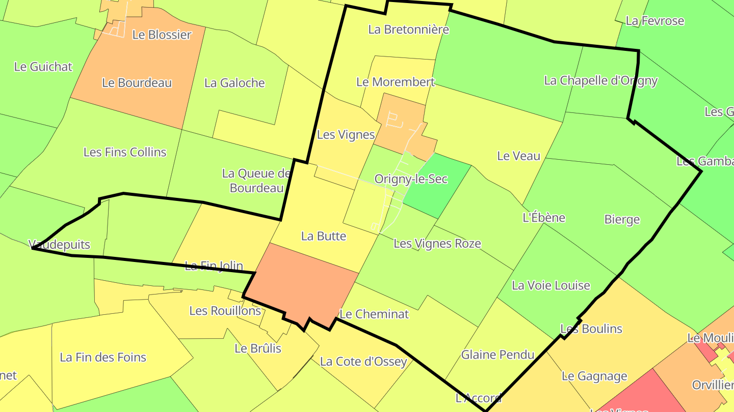 Carte des prix de l'immobilier Origny-le-Sec