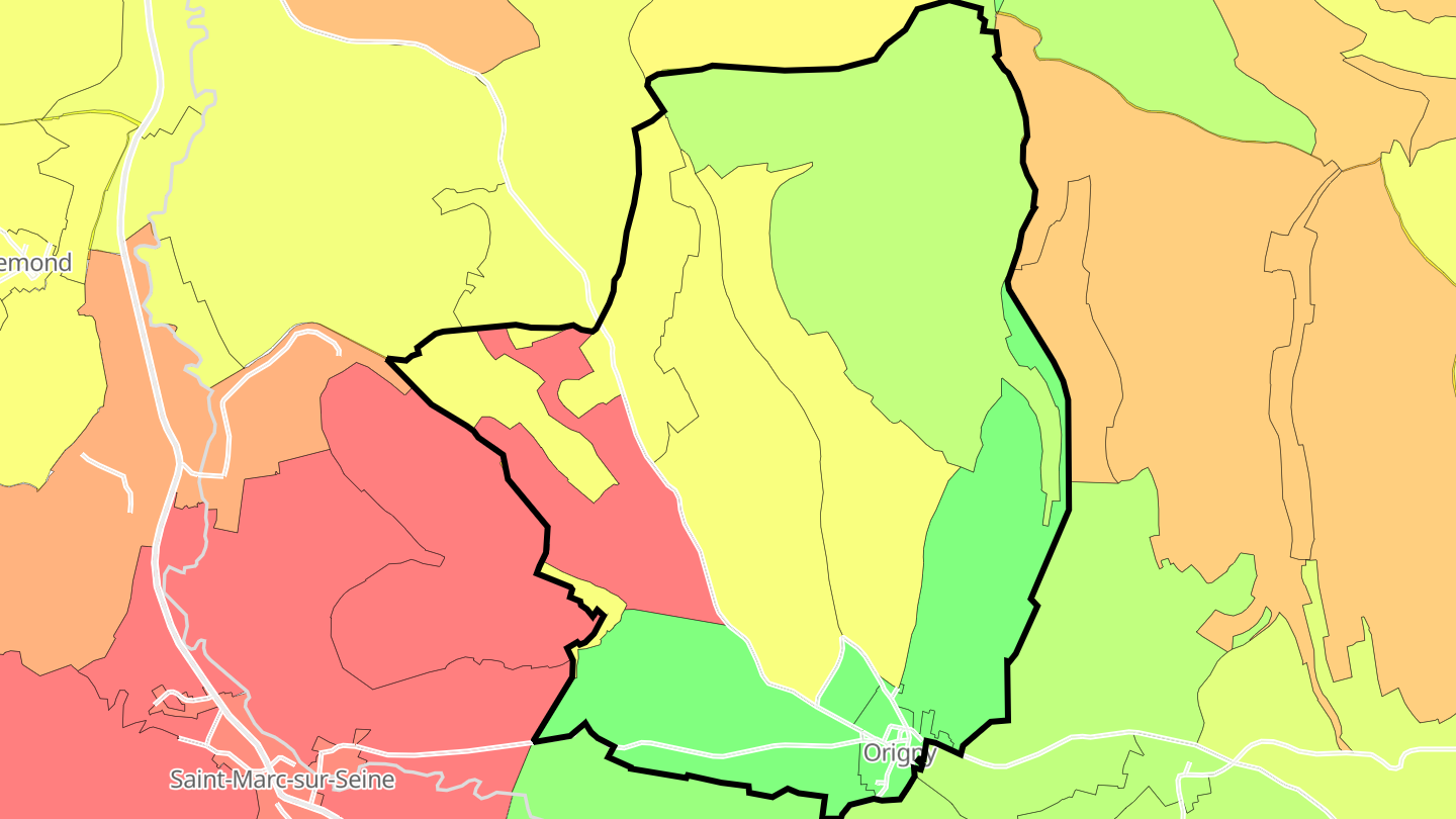 Carte des prix de l'immobilier Origny