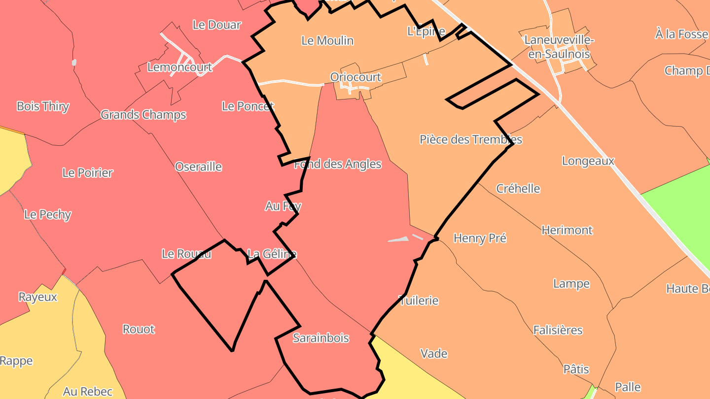 Carte des prix de l'immobilier Oriocourt