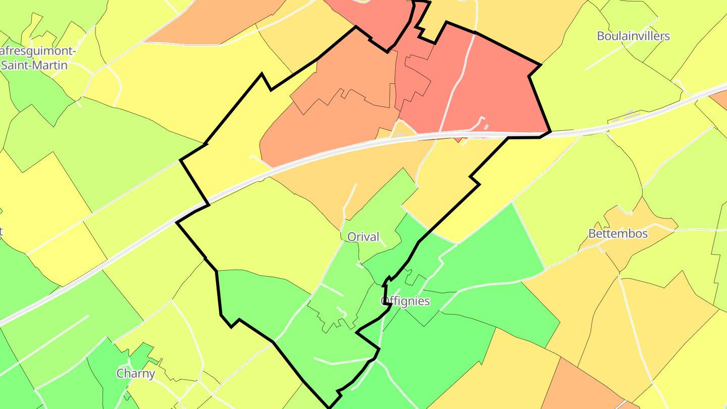 Carte des prix de l'immobilier Orival