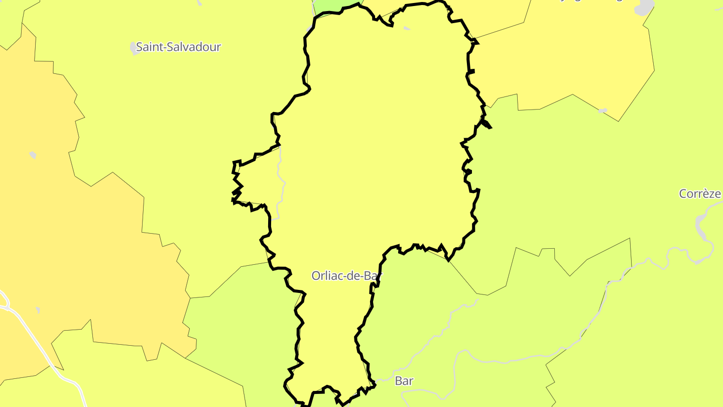 Carte des prix de l'immobilier Orliac-de-Bar