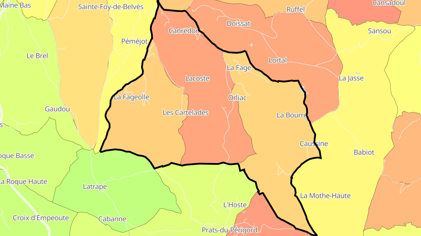 Carte des prix de l'immobilier Orliac