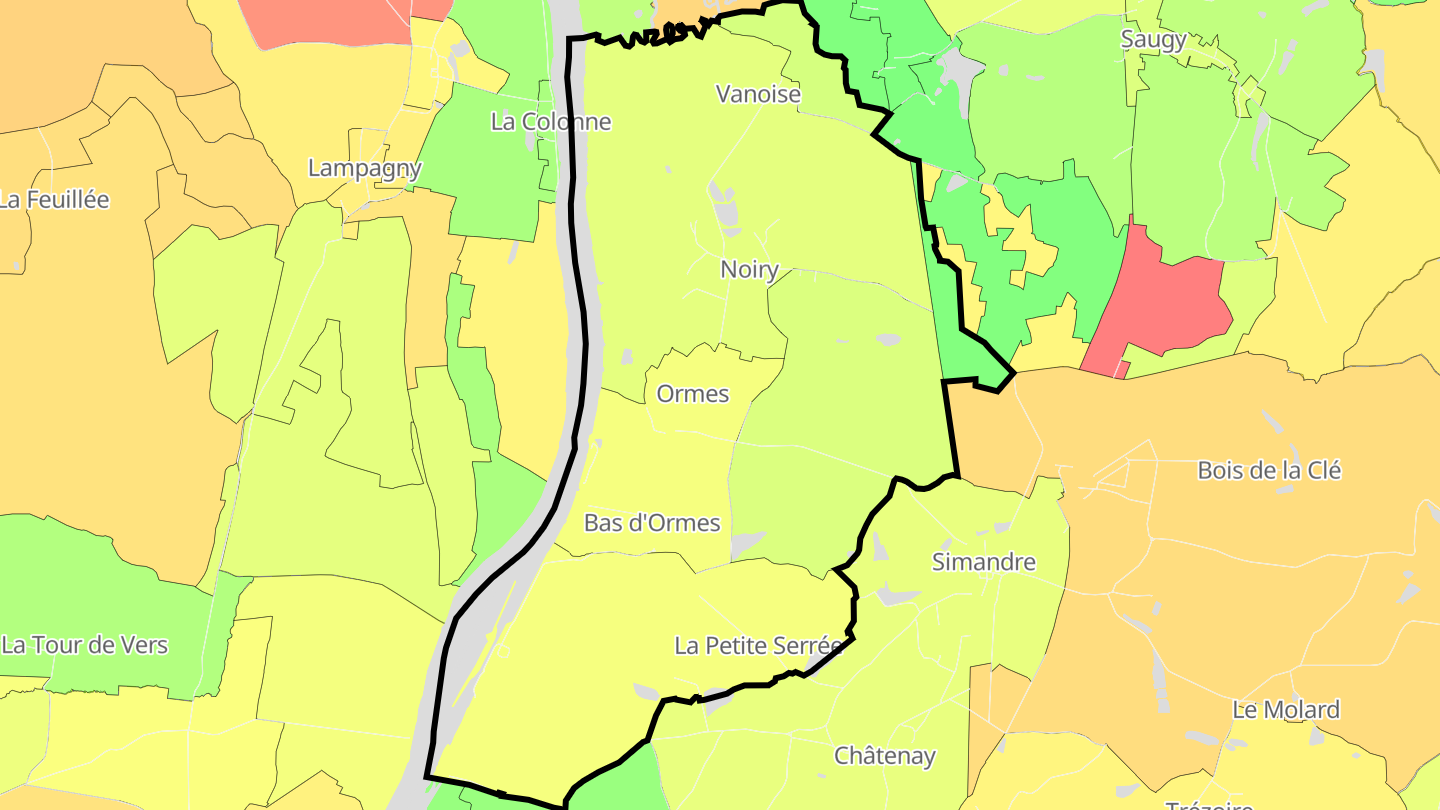 Carte des prix de l'immobilier Ormes