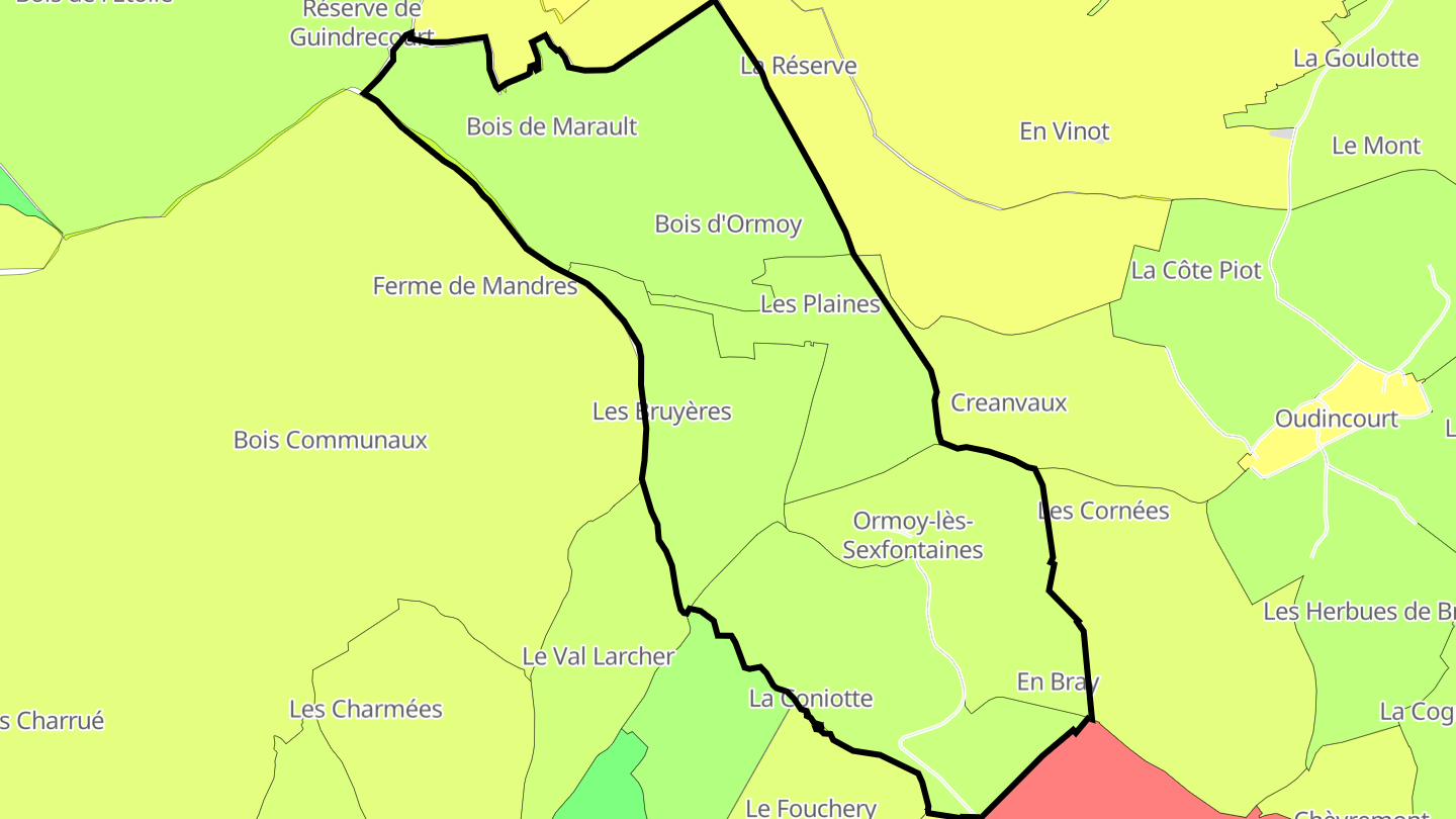 Carte des prix de l'immobilier Ormoy-lès-Sexfontaines