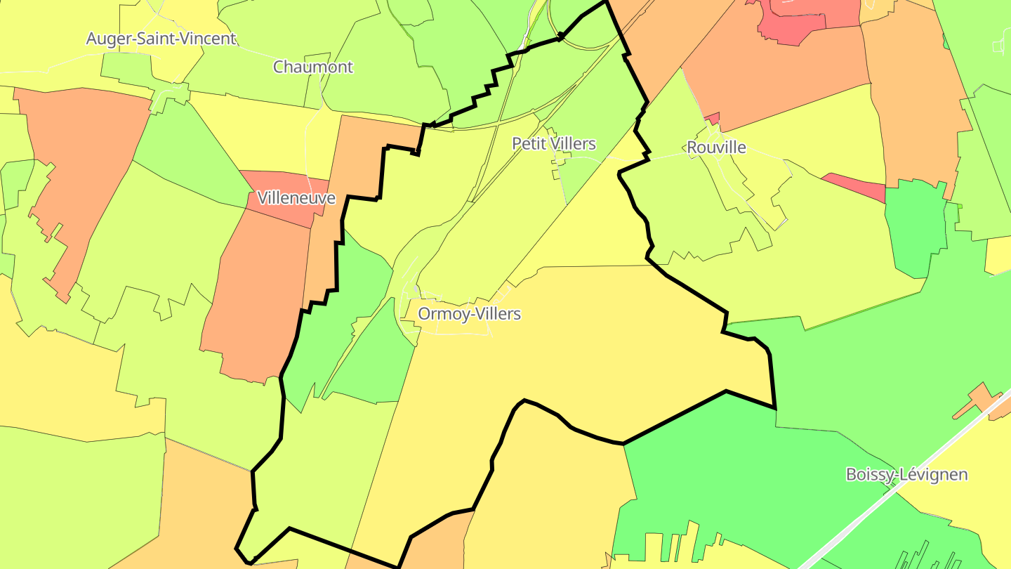Carte des prix de l'immobilier Ormoy-Villers