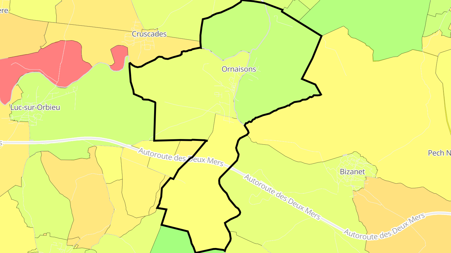 Carte des prix de l'immobilier Ornaisons