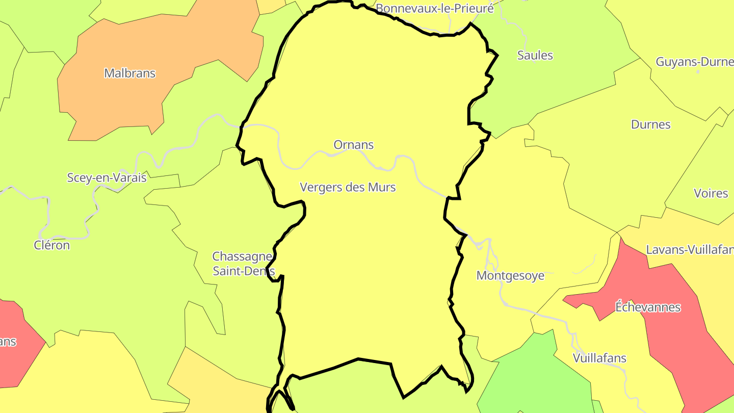 Carte des prix de l'immobilier Ornans