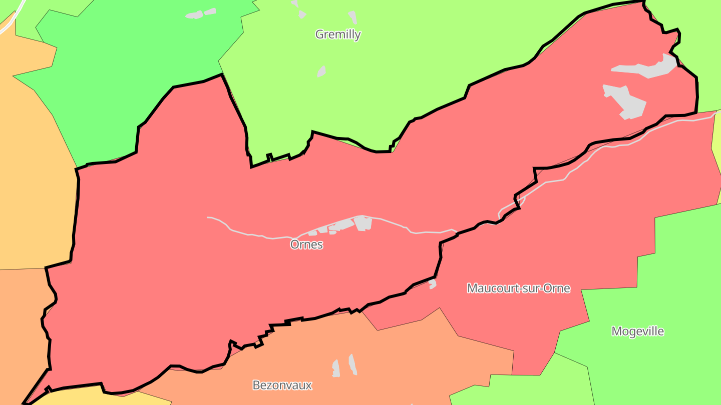 Carte des prix de l'immobilier Ornes