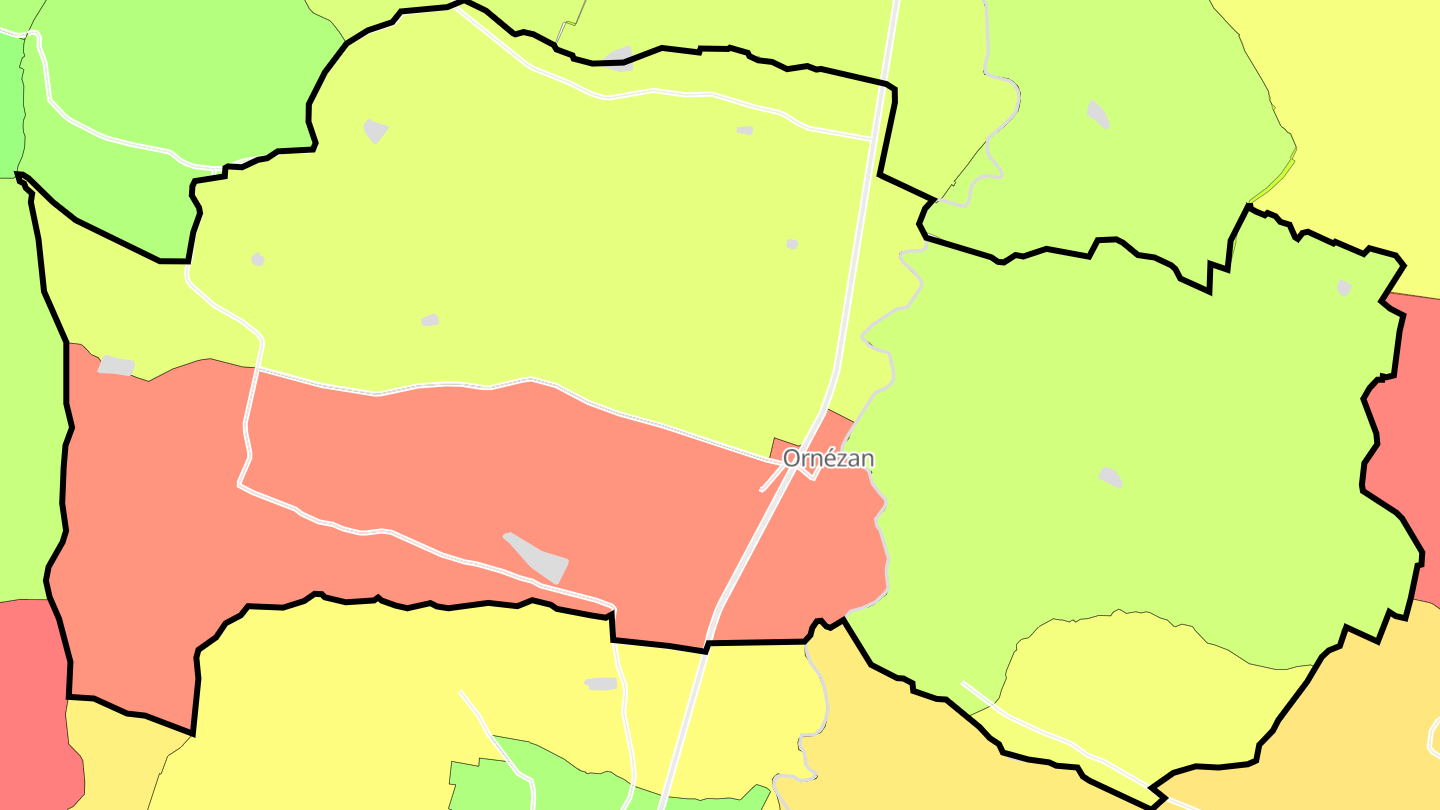 Carte des prix de l'immobilier Ornézan