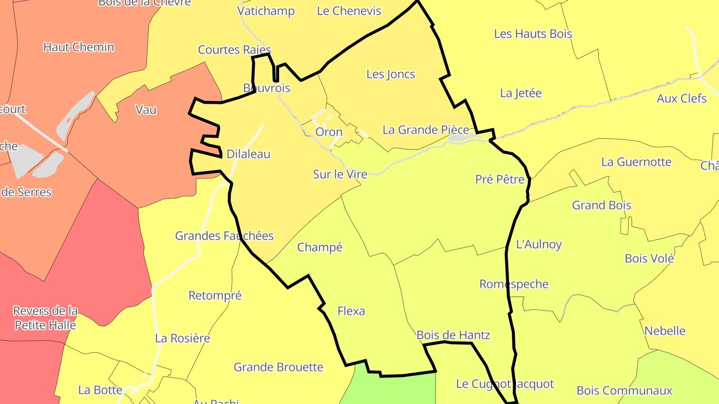 Carte des prix de l'immobilier Oron