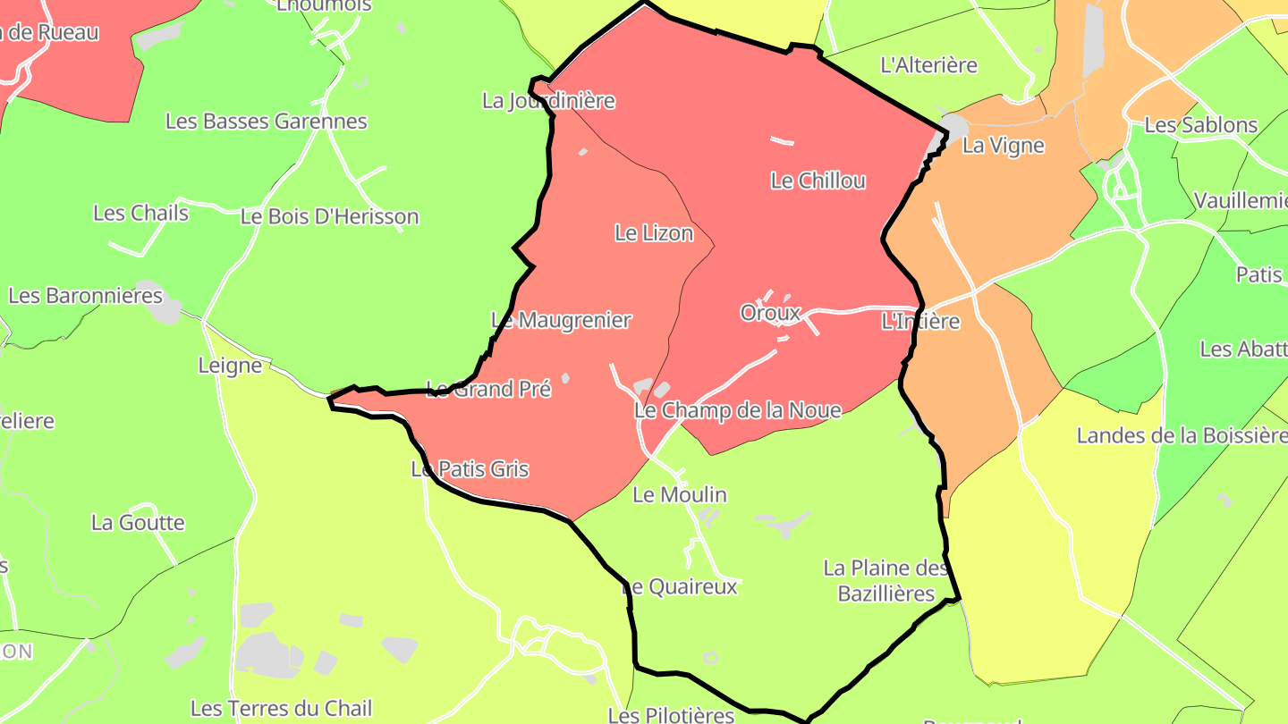 Carte des prix de l'immobilier Oroux