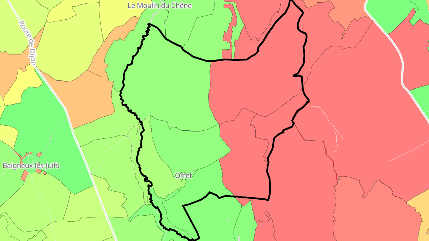 Carte des prix de l'immobilier Orret