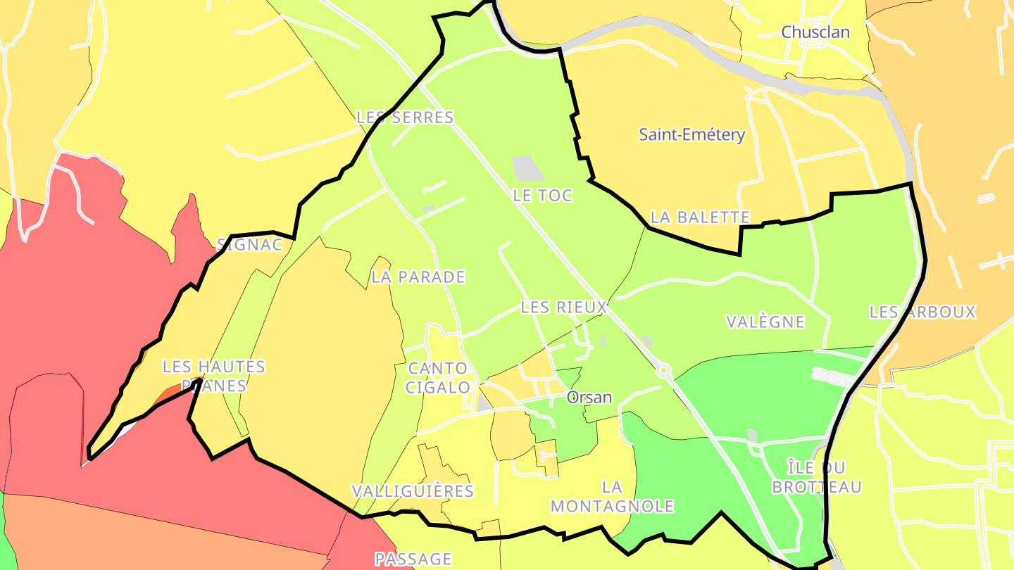 Carte des prix de l'immobilier Orsan