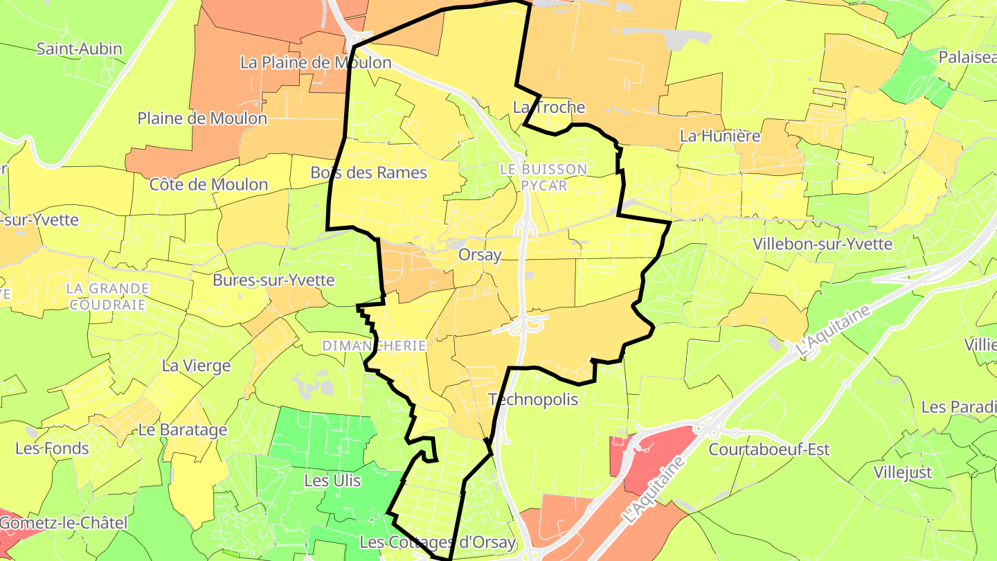 Carte des prix de l'immobilier Orsay