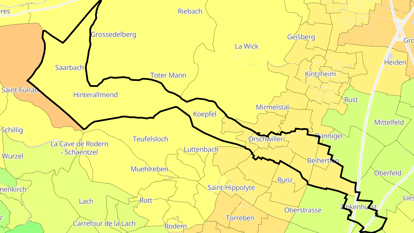 Carte des prix de l'immobilier Orschwiller