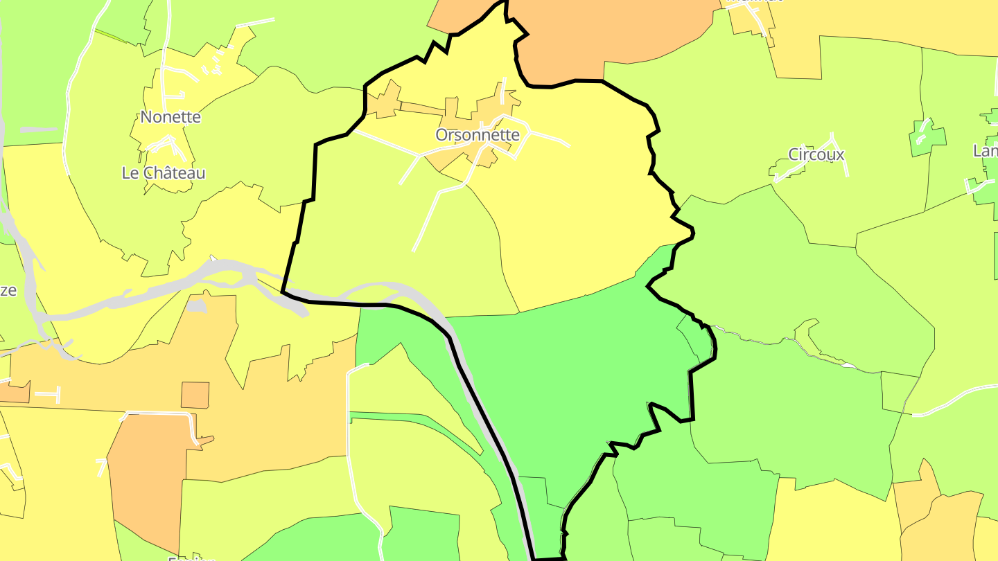 Carte des prix de l'immobilier Orsonnette