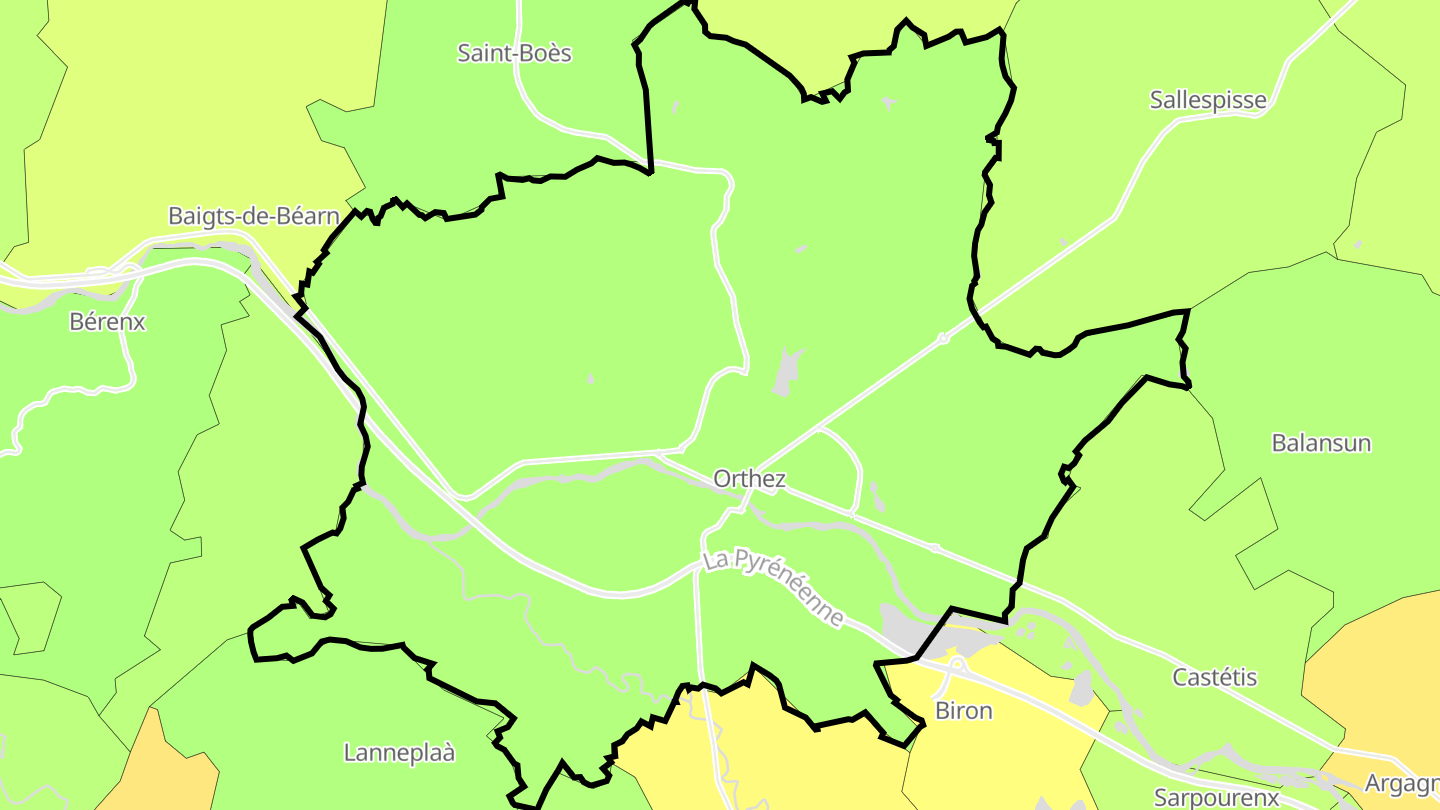 Carte des prix de l'immobilier Orthez
