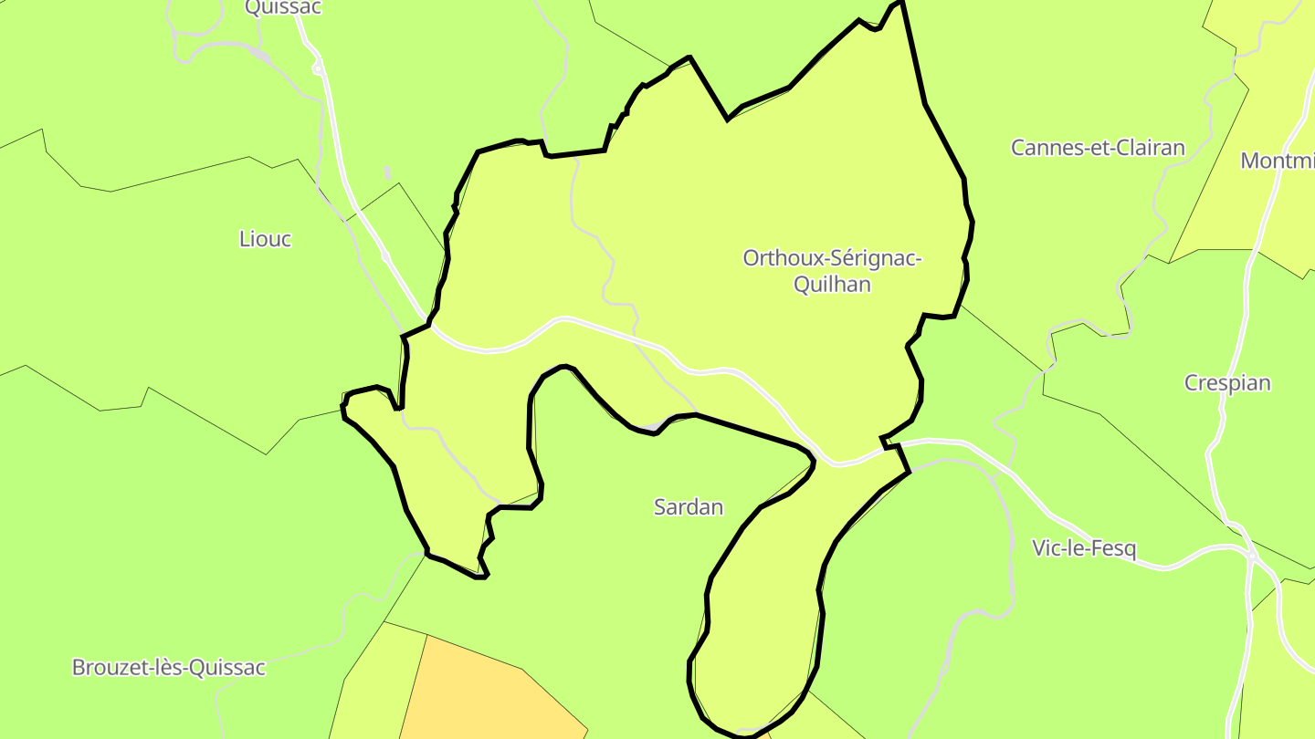 Carte des prix de l'immobilier Orthoux-Sérignac-Quilhan