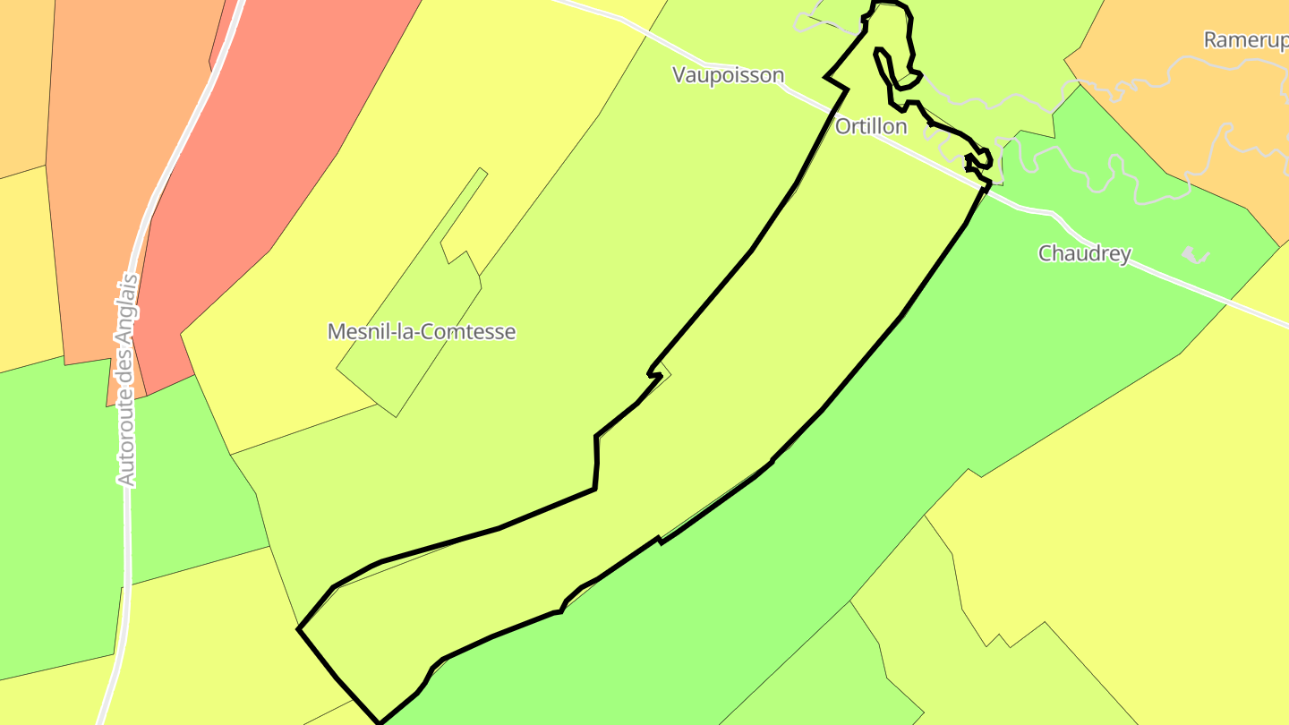 Carte des prix de l'immobilier Ortillon