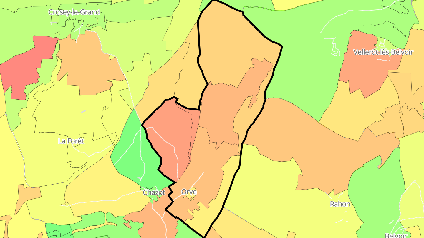 Carte des prix de l'immobilier Orve