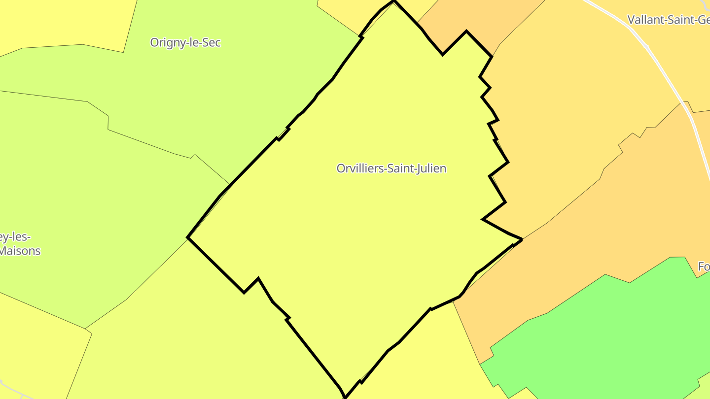 Carte des prix de l'immobilier Orvilliers-Saint-Julien