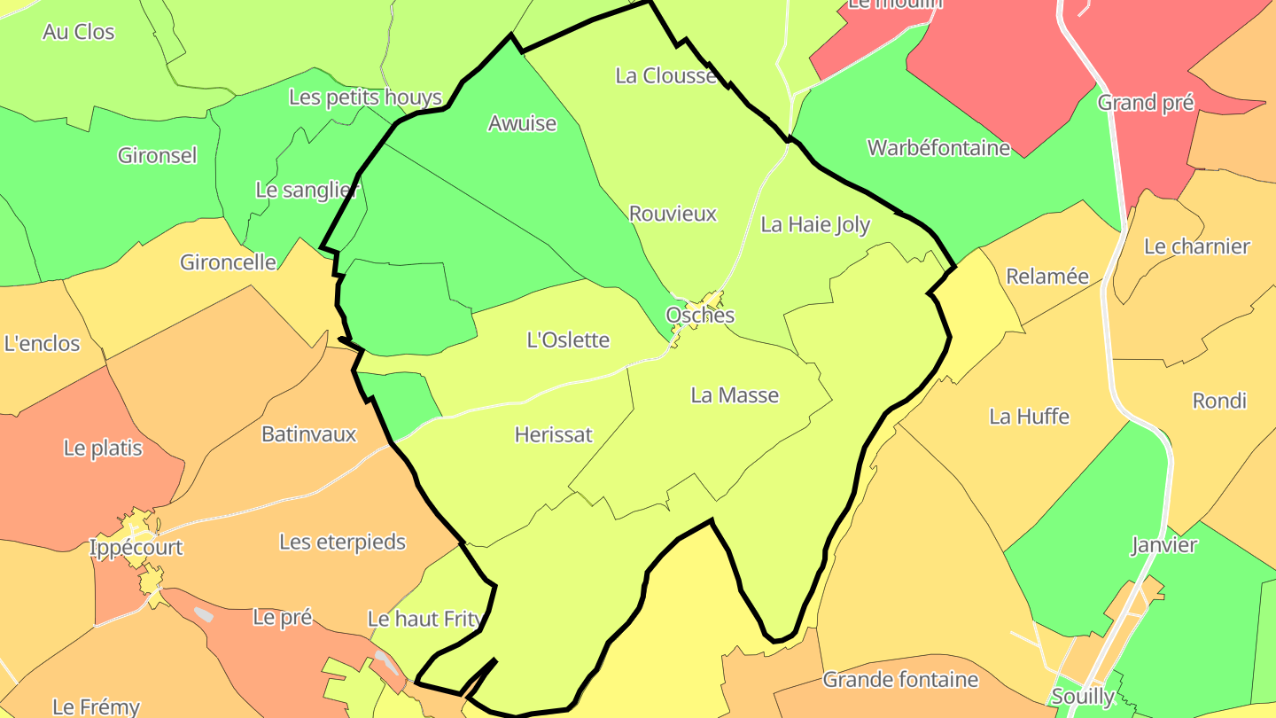 Carte des prix de l'immobilier Osches