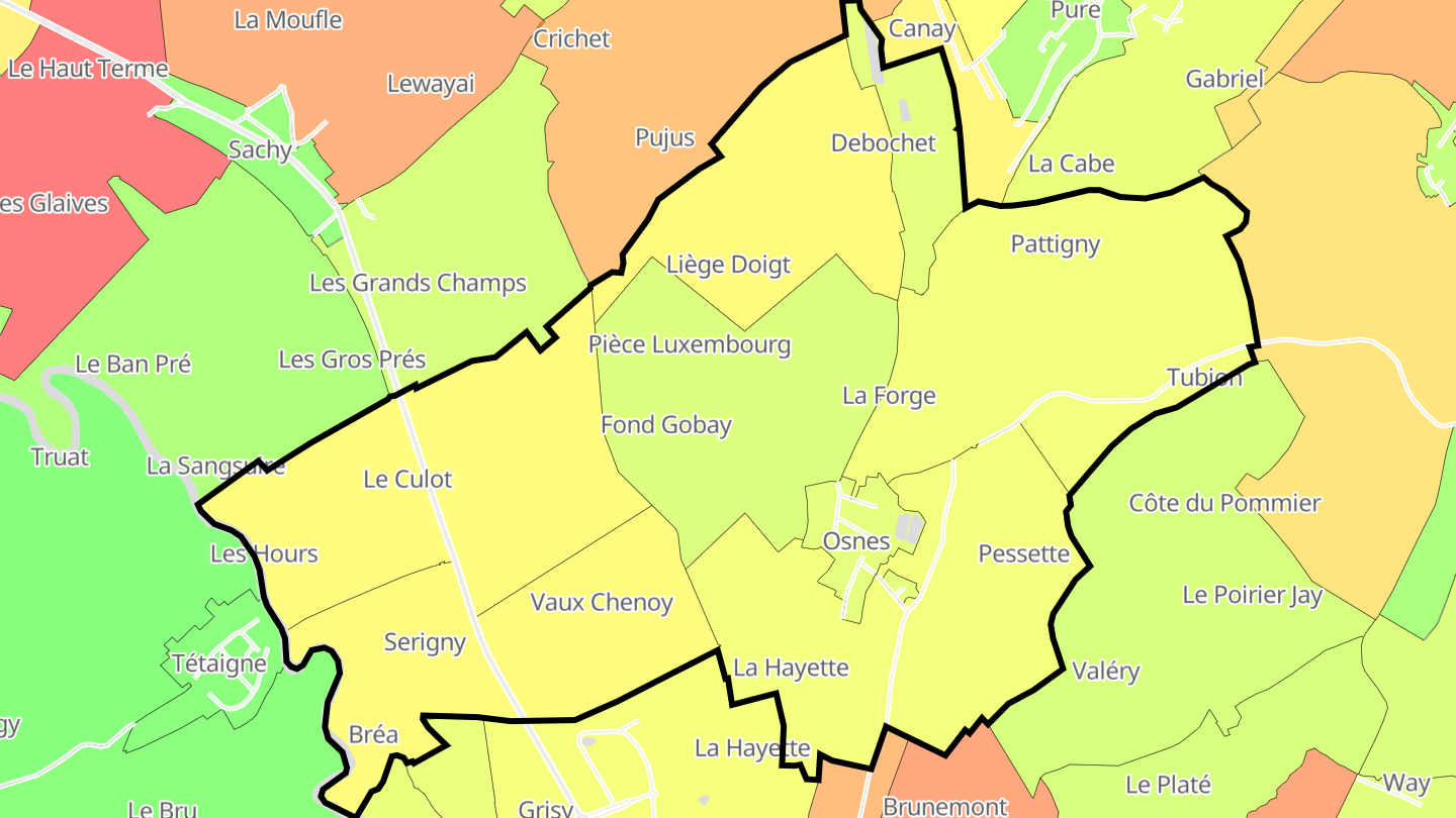 Carte des prix de l'immobilier Osnes