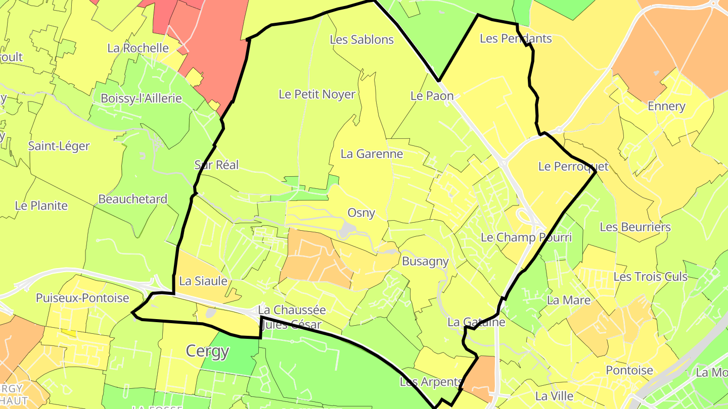 Carte des prix de l'immobilier Osny