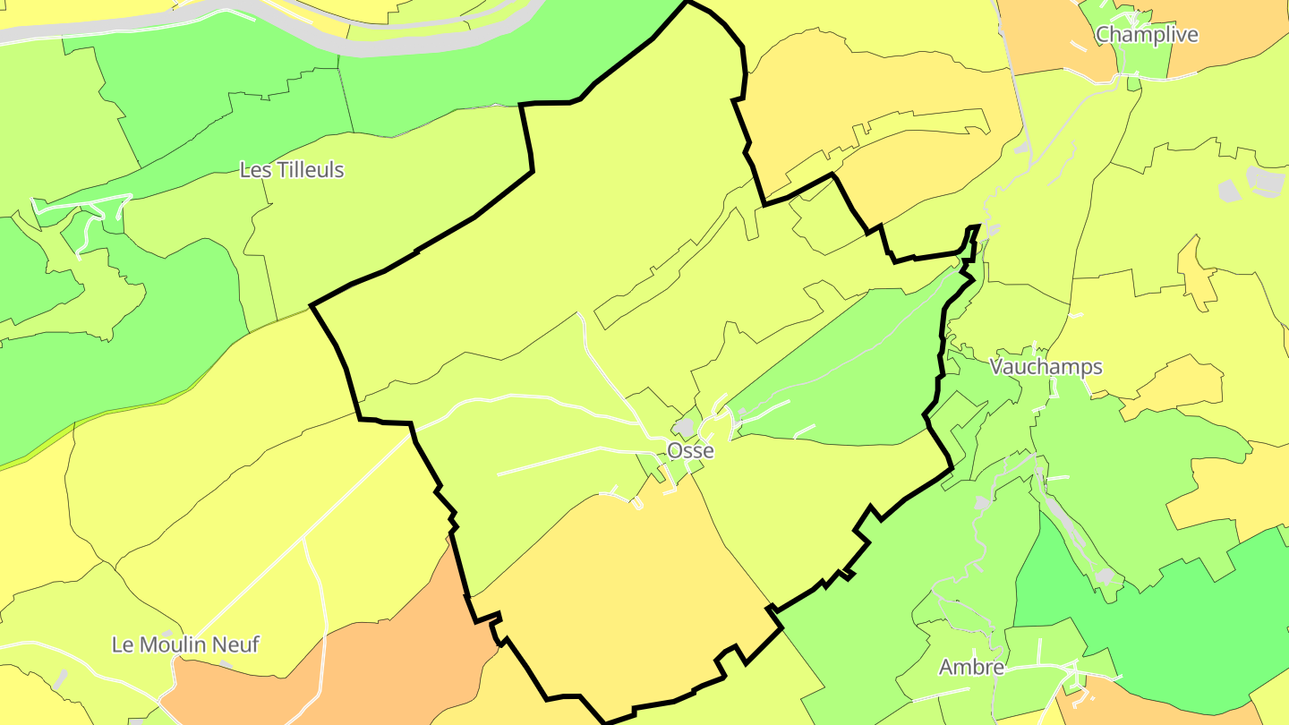 Carte des prix de l'immobilier Osse